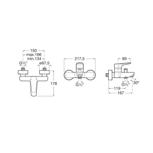 Atlas Mitigeur Bain-Douche Mural - A5A0290C00 ROCA 