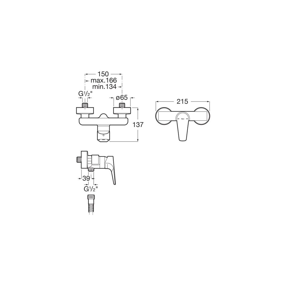 Atlas Mitigeur Douche Mural - A5A2190C00 ROCA 