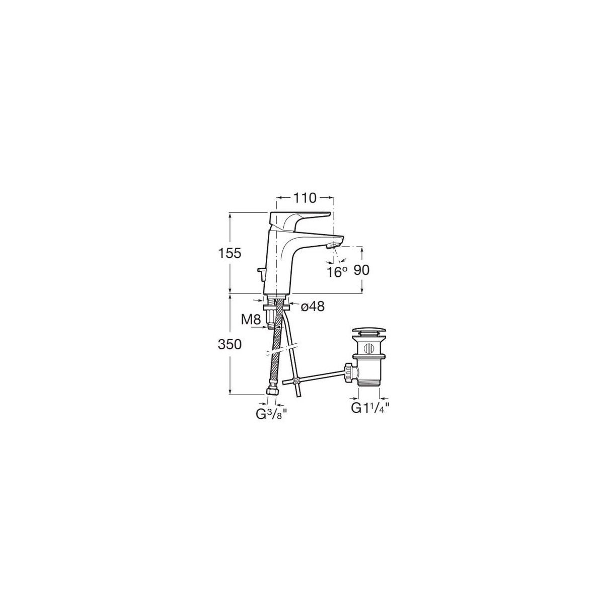 Atlas Mitigeur Lavabo Vidage Automatique With Cold Start - A5A3090C00 ROCA 