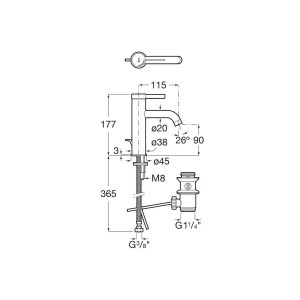 Ona mitigeur de lavabo avec vidage auto blanc mat - ROCA A5A309EB00 