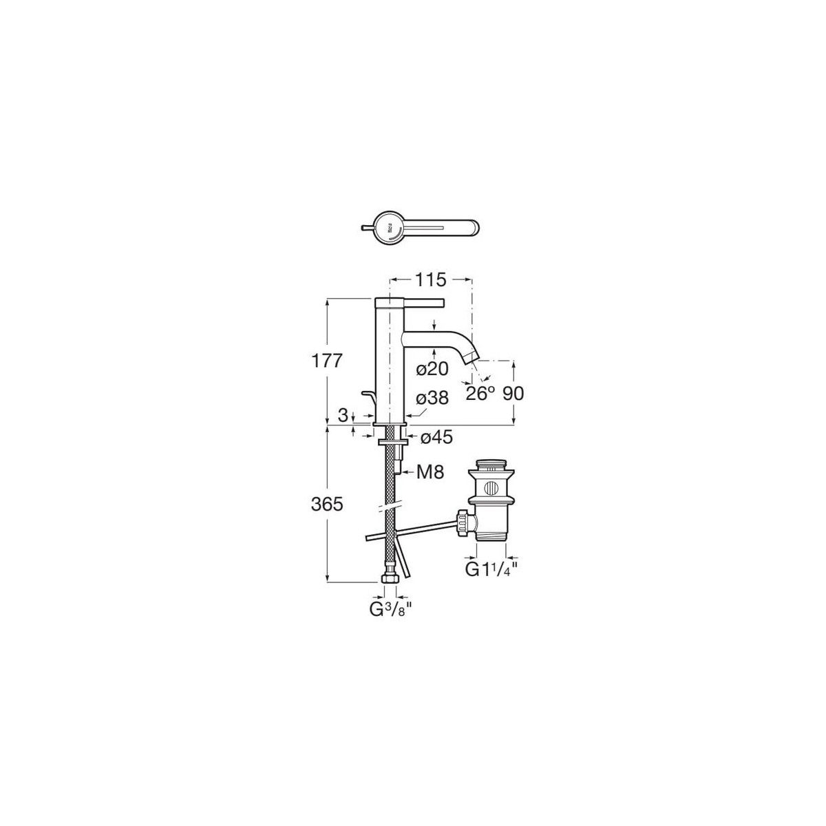 Ona Mitigeur Lavabo Vidage Auto Cold Start Chromé-Roca A5A309Ec00 