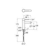 Nu mitigeur lavabo "s" corps lisse poignée fine chromé - ROCA A5A323FC00 