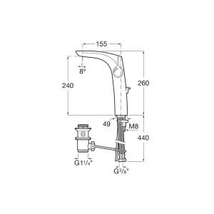 Insignia Mitigeur Lavabo A Bec Haut Avec Tirette - A5A343AC00 ROCA 