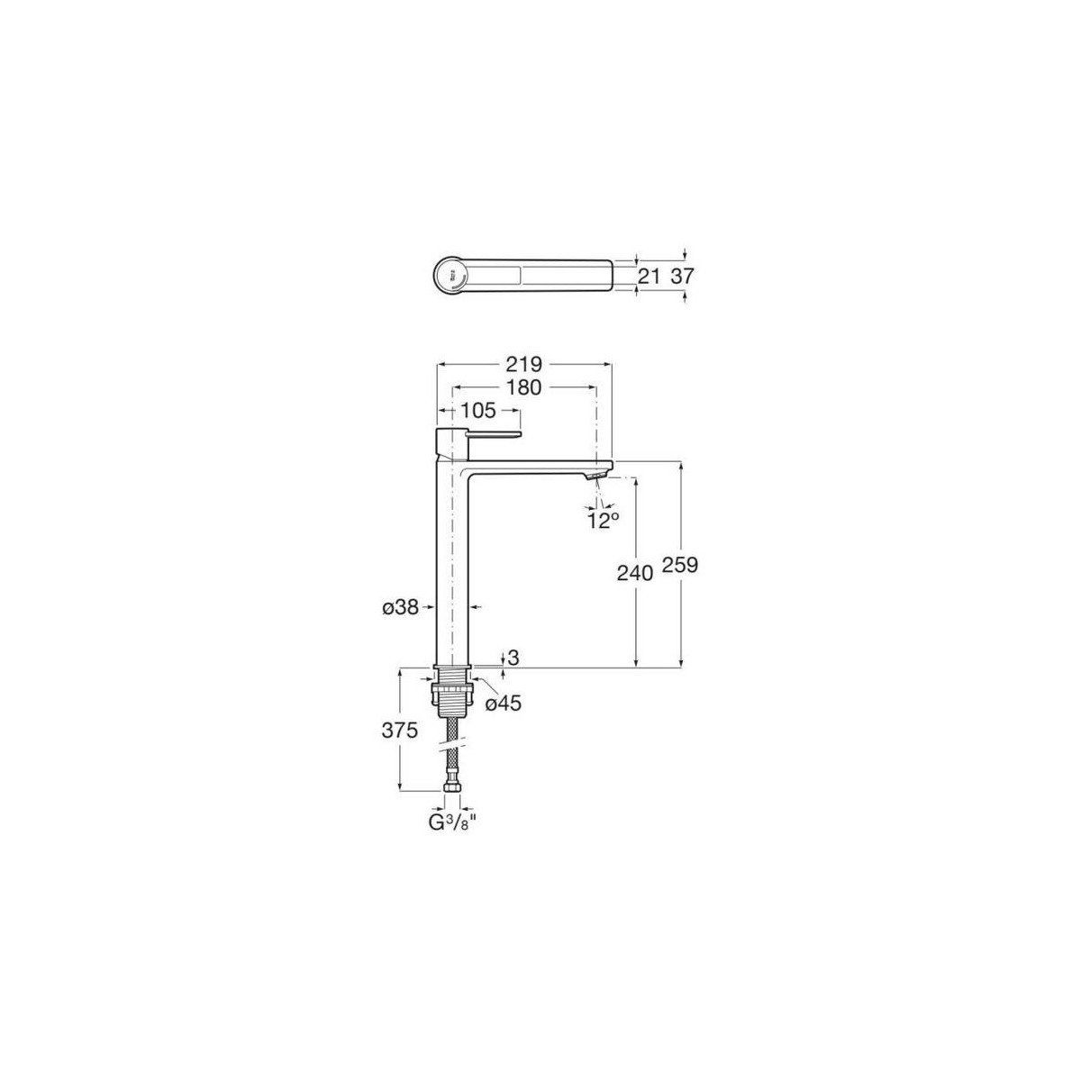 Targa mitigeur xl pour lavabo corps lisse ouverture sur l'eau froide blanc mat - ROCA A5A345FB00 