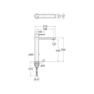 Targa mitigeur xl pour lavabo corps lisse avec flexibles graphite brossé - ROCA A5A345FGM0 