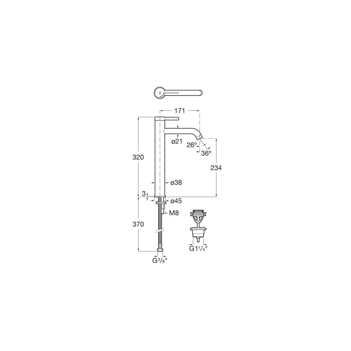 Ona Mit Lav Bec Haut Corps Lisse Vid Clic-Clac Chromé-Roca A5A349Ec00 