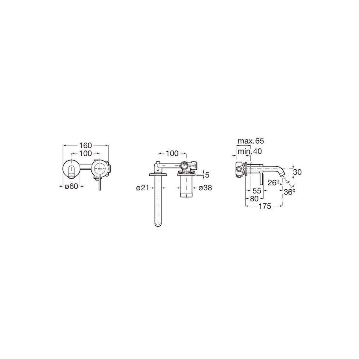 Ona mitigeur de lavabo monotrou à encastrer pvd acier inoxydable - ROCA A5A359ESM0 