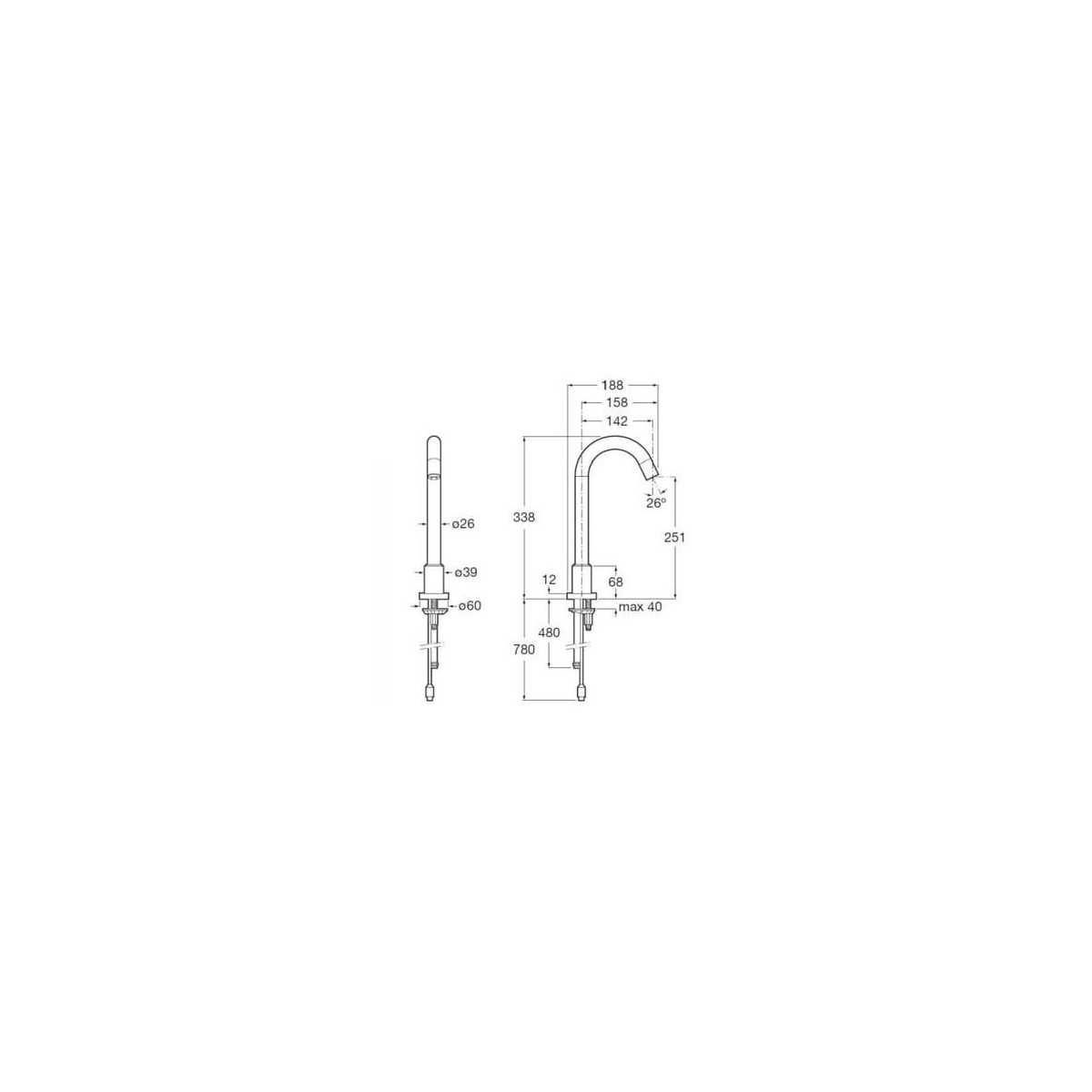 Loft-E Robi Électronique Bec Haut Eau Mitigée Alim Par Piles - ROCA A5A3743C00 