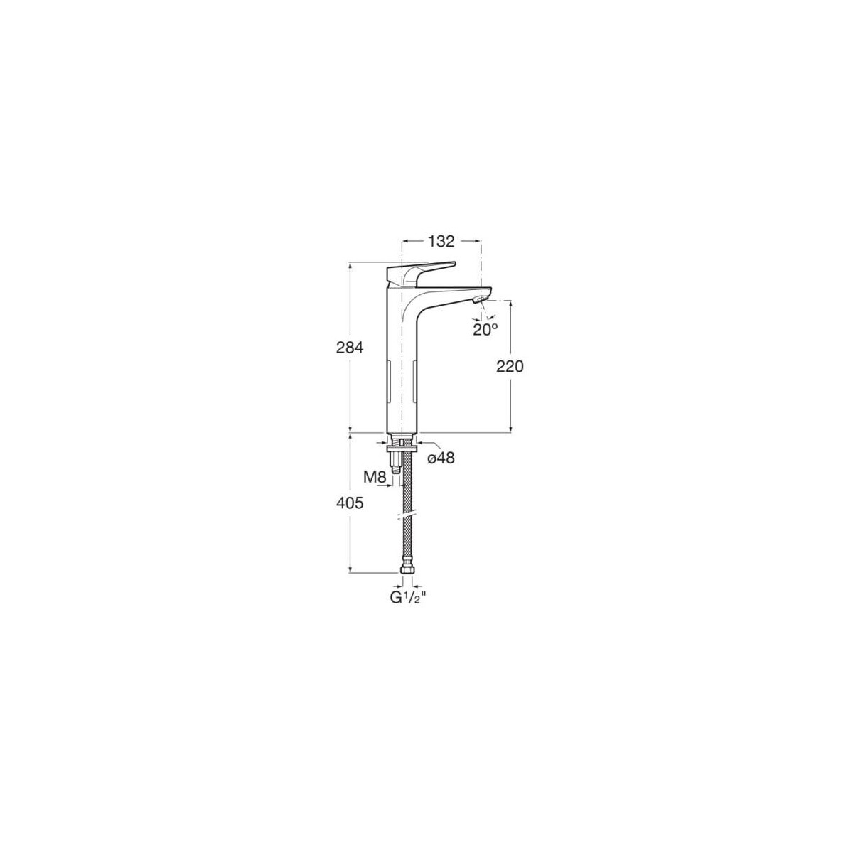 Atlas Mitigeur Lavabo À Bec Haut Corps Lisse Avec Cold Start - A5A3790C00 ROCA 