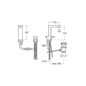 L90 Mitigeur Lavabo Manette Laterale Vidage Automotique - ROCA A5A3801C00 