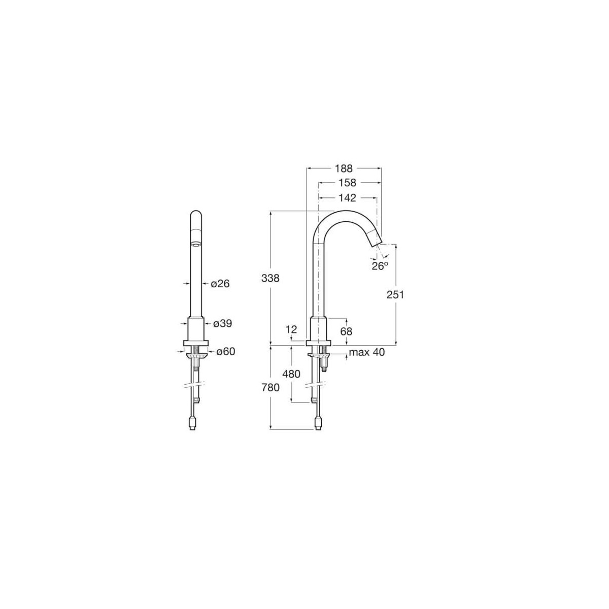 Loft-E Robi Électronique Bec Haut Eau Mitigée Alim Secteur - ROCA A5A3843C00 