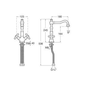 Carmen Mélangeur Lavabo Percé 1 Trou Bec Haut Avec Clic-Clac - A5A384BC00 ROCA 