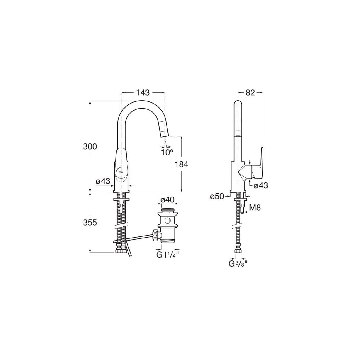 Victoria plus mitigeur de lavabo "l" avec vidage automatique cold start chromé - ROCA A5A404FC00 