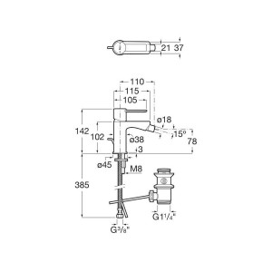 Targa mitigeur pour bidet vidage auto chromé - ROCA A5A605FC00 