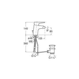 Atlas Mitigeur Bidet Vidage Automatique - A5A6090C00 ROCA 