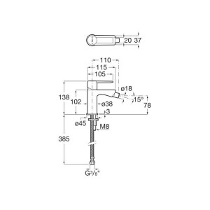 Targa mitigeur pour bidet corps lisse sans vidage pvd or brossé - ROCA A5A625FVA0 