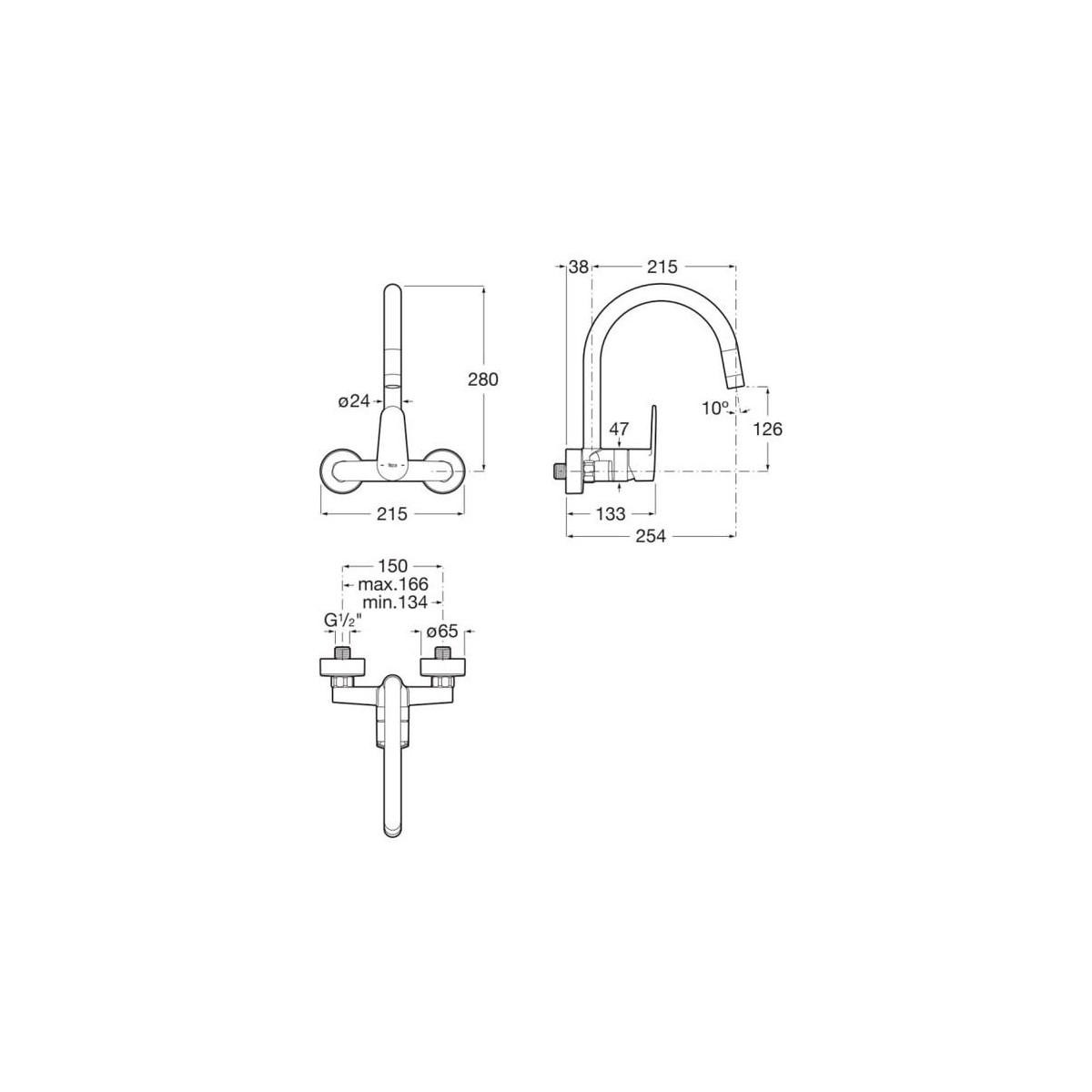 Victoria plus mitigeur évier mural à bec tube mobile haut chromé - ROCA A5A764FC00 