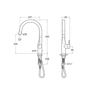 Glera Miti Evier Bec Tube Mobile Incurve+Douchette Extr - ROCA A5A814DC00 