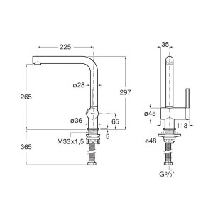Ona mitigeur evier l bec fixe pvd acier inoxydable - ROCA A5A831FSM0 