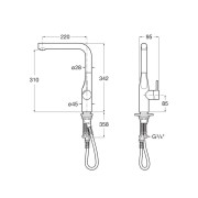 Glera Mitigeur Evier Bec Tube Mobile - ROCA A5A834DC00 
