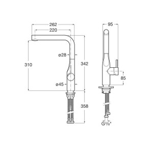 Glera mit évier à bec tube mobile pvd acier inoxydable - ROCA A5A834DSM0 