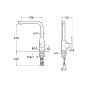 Cala Mitigeur Évier Monotrou À Bec Tube Mobile Noir Mat - ROCA A5A836ENB0 