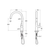 Glera Mitigeur Evier Bec Tube Mobile Incurve - ROCA A5A844DC00 