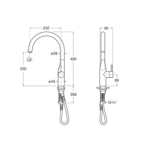 Glera Mitigeur Evier Bec Tube Mobile Incurve - ROCA A5A844DC00 