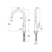 Glera mit évier bec tube mobile incurvé pvd acier inoxydable - ROCA A5A844DSM0 
