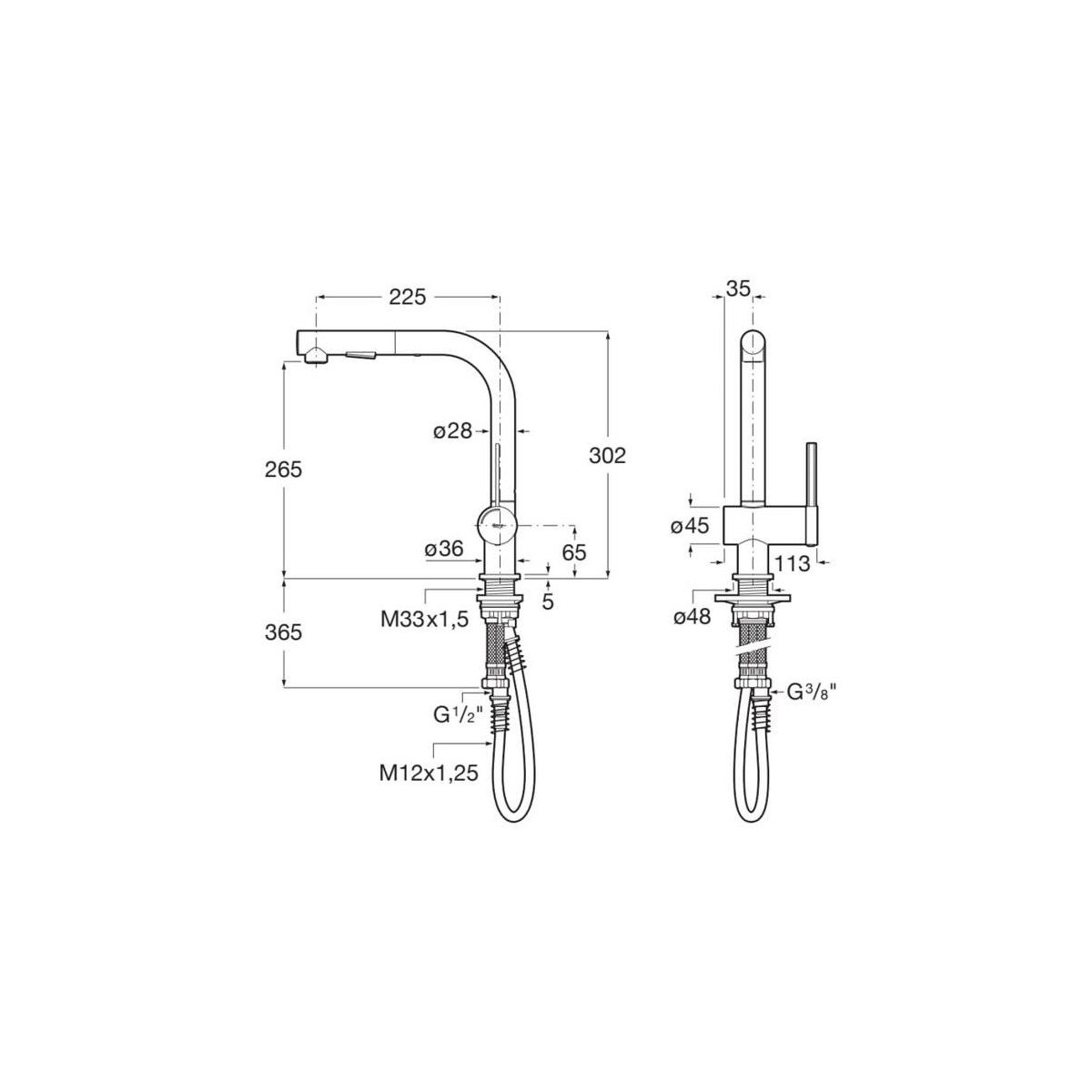Ona Mit Évier Bec Tube Mobile Douchette Extr Chromé-Roca A5A851Fc00 