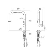 Glera mit évier bec tube mobile douchette extractible 2f pvd acier inoxydable - ROCA A5A854DSM0 