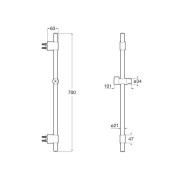Sensum barre de 700 mm avec support de douchette coulissant pvd or brossé - ROCA A5B0709VA0 