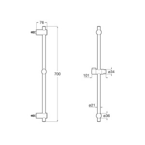 Stella barre de 700 mm avec support de douchette coulissant chromé - ROCA A5B0713C00 