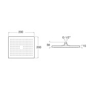 Rainsense Pomme Douche Carre 200Mm Abs - ROCA A5B2350C00 