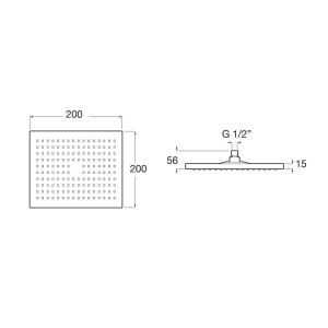 Rainsense Pomme Douche Carre 200Mm Abs - ROCA A5B2350C00 