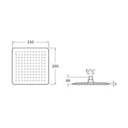 Raindream Pomme Douche Carre 250Mm Metal - ROCA A5B2450C00 