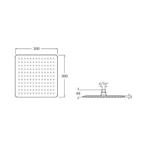 Raindream Pomme Douche Carre 300Mm Metal - ROCA A5B2750C00 