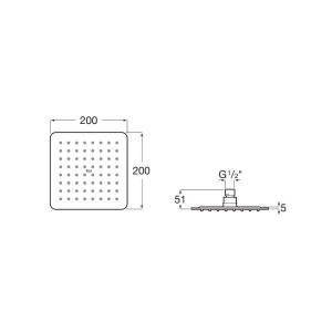 Raindream pomme douche square 200x200mm chromé - ROCA A5B2B50C00 