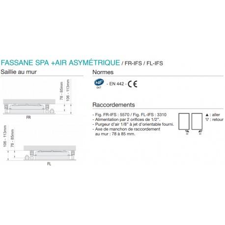 Sèche-serviette ACOVA - FASSANE SPA  + AIR Asymétrique à droite eau chaude 1429W (429W + 1000W) FR081-055IFS