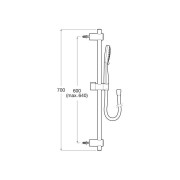 Stella 100/3 kit barre 700 douchette ø100 3f 8 l/min flexible 1,70m chromé - ROCA A5B8413C00 