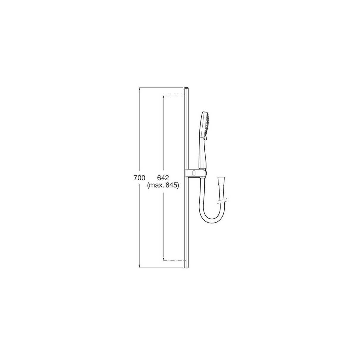 Stella 100/3 kit barre 700 douchette ø100 3f 8 l/min flexible 1,70m noir mat - ROCA A5B8E13NB0 