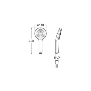 Sensum round 110/3 douchette ø 110 mm avec 3 fonctions 6 l/min. nrmat - ROCA A5BG109NB0 