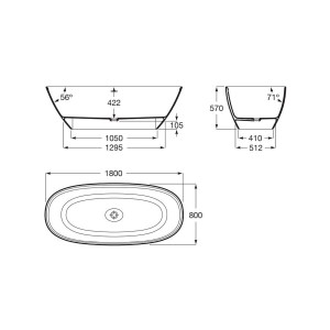 Ariane baignoire îlot stonex 180x80 perle - ROCA A2486690P0 