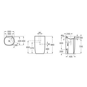 Beyond Lavabo Totem 500X450X875 - ROCA A3270B0000 
