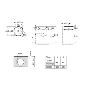 Beyond Vasque A Poser 455X455 Percee 1 Trou - ROCA A3270B9000 