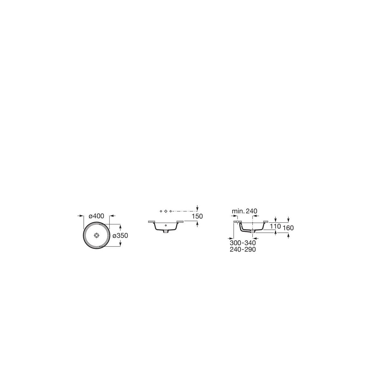 The gap vasque à encastrer par dessous round ø350 - ROCA A3270YB000 
