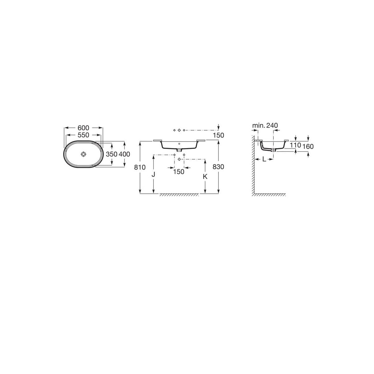 The gap vasque à encastrer par-dessous 55x35 blc - ROCA A3270YC000 