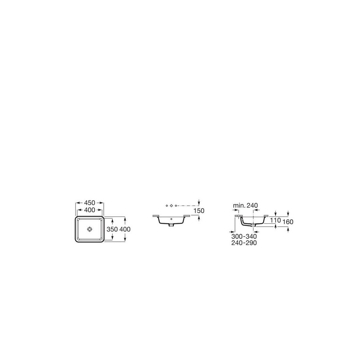 The gap vasque à encastrer par-dessous square 450x400 - ROCA A3270YE000 