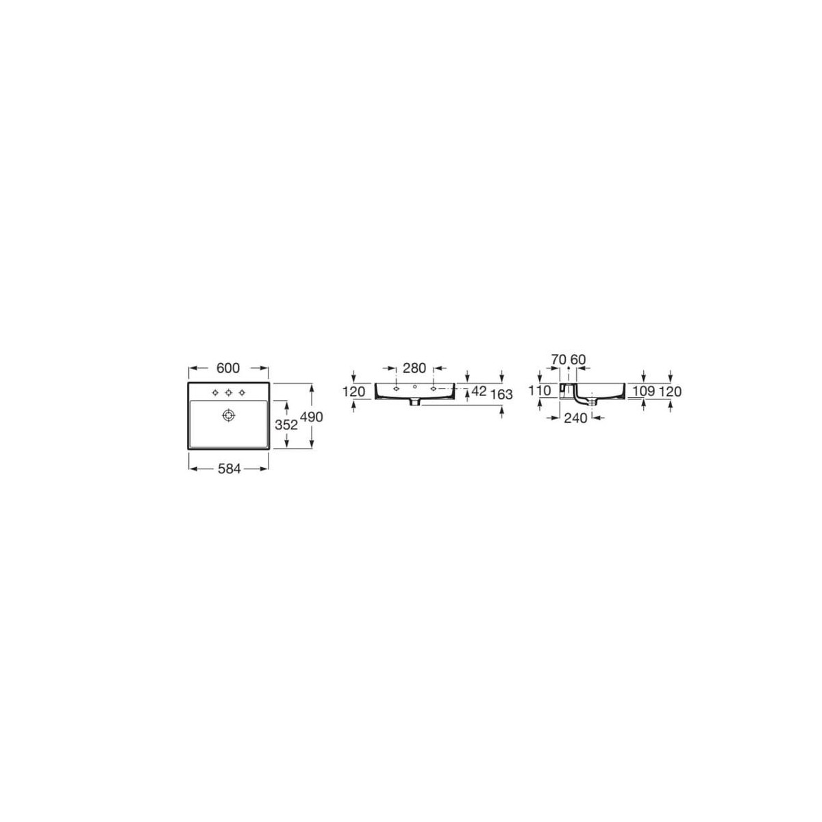 Inspira Sq Lav Pour Unik 60X49 Blan - ROCA A32752C000 
