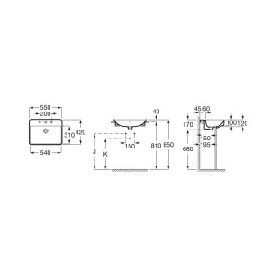 Inspira Lavabo Semi Enc 550X420 - ROCA A32753S000 